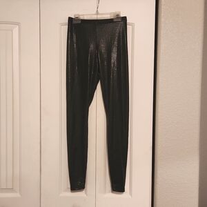 Betabrand black metallic Disco skinny leggings, Size Small